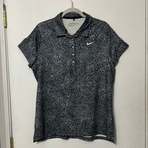 Nike Black and White Fitted Button Down Polo